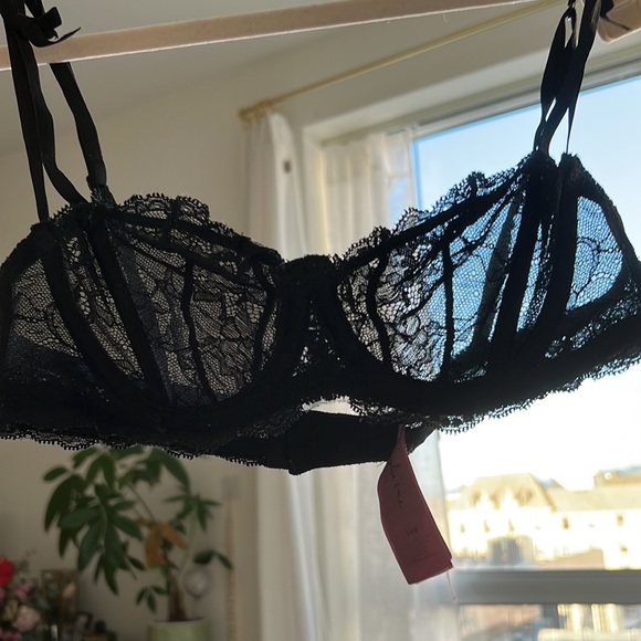 Forever 21 Black Lace Bow Strap Adjustable See through Sexy Bra - Picture 7 of 7